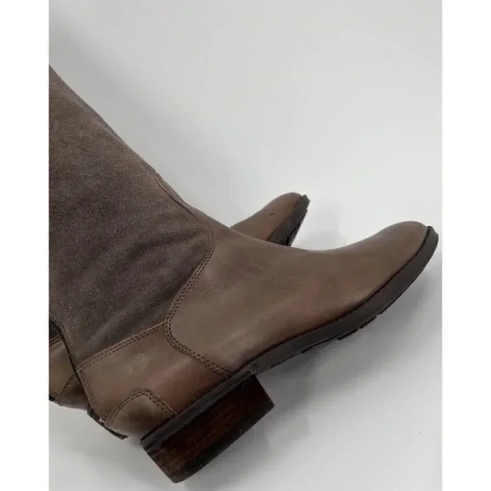 Sam Edelman Pembroke Brown Leather Suede Riding Boots Women's Size 8M 39 EUR